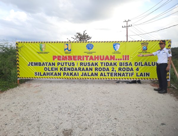 Dishub Kuansing Tutup Total Jembatan Sungai Lintang Sentajo Raya