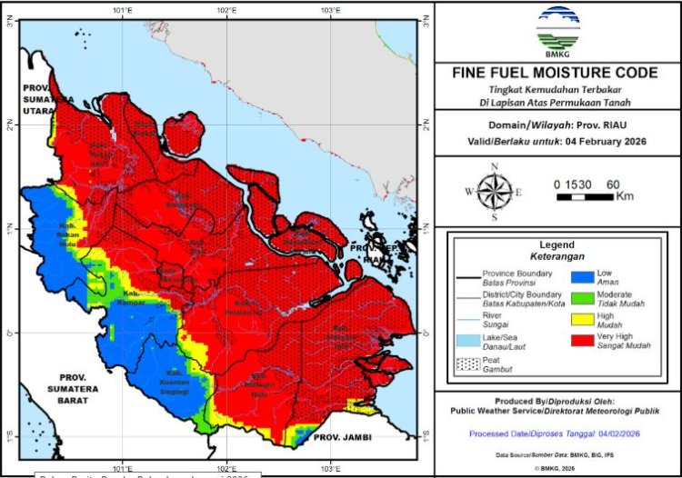 Prakiraan Cuaca Riau 4 Februari 2026, Ada 113 Hotspot di Bumi Lancang Kuning, Kualitas Udara di Pekanbaru Sempat Tidak Sehat