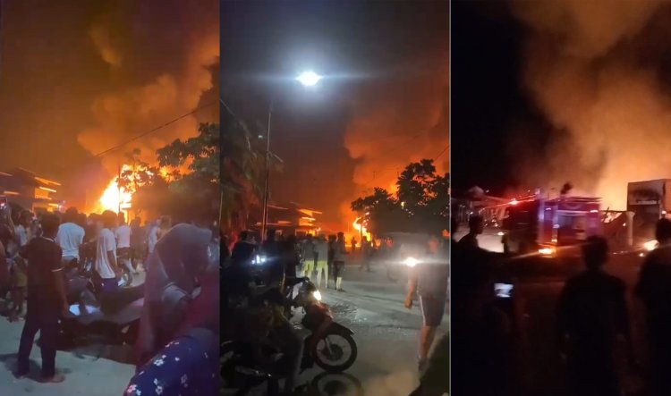 Pasar Lama Pekan Tebih Rohul Terbakar, Lebih 20 Rumah Hangus Dilahap Api