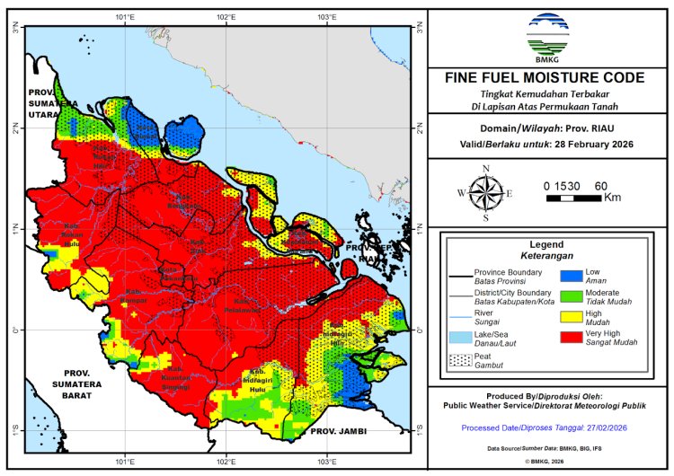 Prakiraan Cuaca Riau 28 Februari 2026, BMKG Ungkap Hanya Ada Hujan Ringan Bersifat Lokal pada Hari Ini