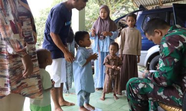 Sentuhan Kepedulian TMMD ke-127 Kodim 0301/Pekanbaru, Anak Stunting di Tuah Negeri Terima Asupan Gizi
