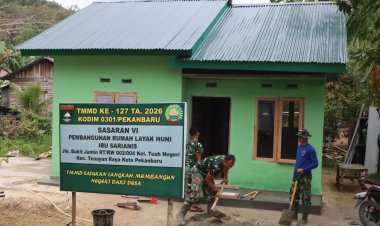 Progres 89 Persen, Satgas TMMD ke-127 Kodim 0301/Pekanbaru Kebut Tahap Finishing Rumah Sarianis