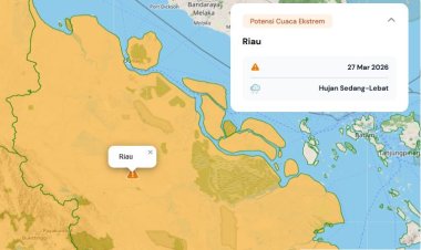 Prakiraan Cuaca Riau 27 Maret 2026, BMKG Terbitkan Peringatan Dini Waspada Hujan Lebat Disertai Petir dan Angin Kencang Malam Ini