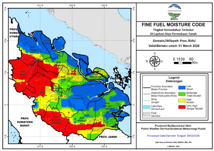 Prakiraan Cuaca Riau 1 Maret 2026, BMKG Ungkap Hanya Ada Hujan Ringan Bersifat Lokal pada Hari Ini