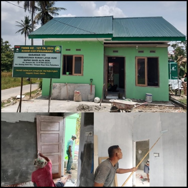 Satgas TMMD ke-127 Kodim 0301/Pekanbaru Segera Tuntaskan Pembangunan Rumah Saudi Alfa Seri, Progres 90 Persen