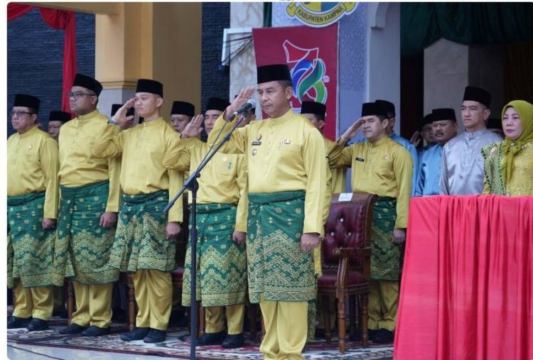 Bupati Kampar Ahmad Yuzar Pimpin Upacara Peringatan Hari Jadi ke-76 Kabupaten Kampar, Ajak Refleksi Diri