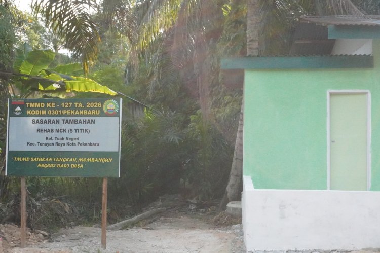 Satgas TMMD ke-127 Kodim 0301/Pekanbaru TMMD ke-127 Rampungkan 100 Persen Rehab 5 MCK di Tuah Negeri,  Hadirkan Sanitasi Layak dan Bersih 