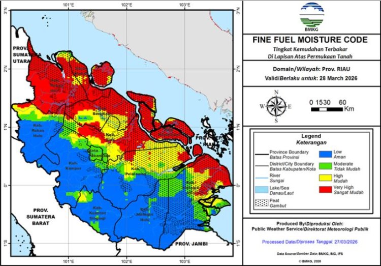 Riau Pesisir Dikepung 213 Titik Panas, Hotspot Terbanyak di Bengkalis, Manggala Agni Masih Berjibaku Padamkan Karhutla