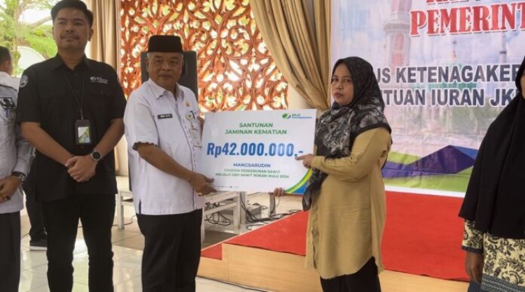 Pemkab Rohul Salurkan Bantuan Iuran JKK-JKM Rp 62 Miliar