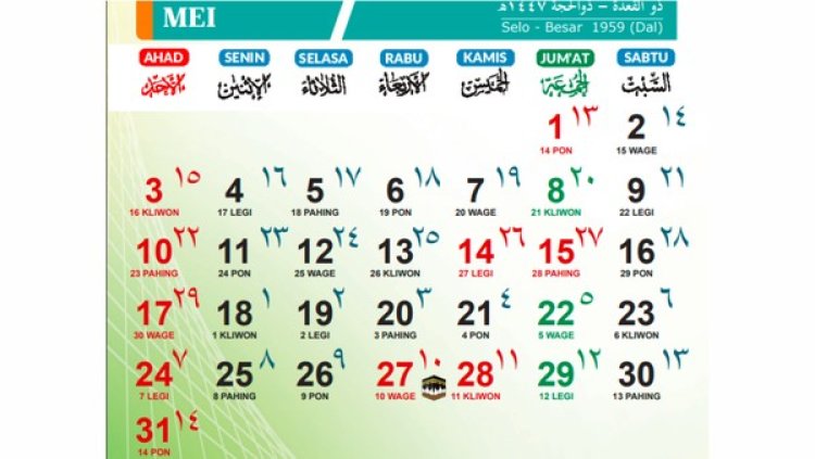 Jadwal Libur Nasional dan Cuti Bersama Bulan Mei 2026
