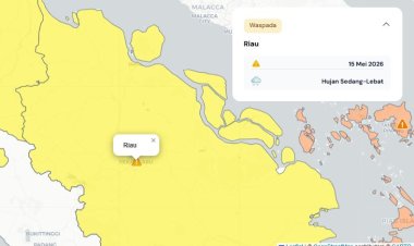Prakiraan Cuaca Riau 15 Mei 2026, Hampir Seluruh Riau Hujan Hari Ini, Dampak Fenomena Gelombang Ekuatorial Kelvin