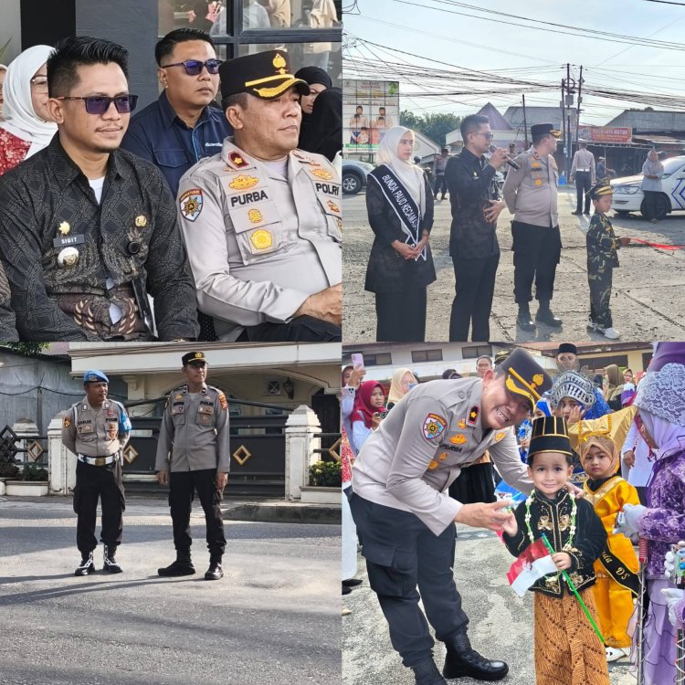 Kapolsek Ujung Batu Pimpin Pengamanan Karnaval TK dan PAUD Hardiknas