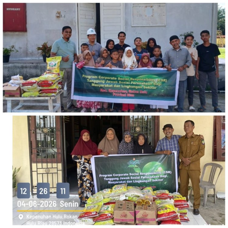 PT Era Sawita Salurkan Paket Sembako untuk Fakir Miskin dan Santunan Anak Yatim di Sejumlah Desa Kecamatan Kepenuhan