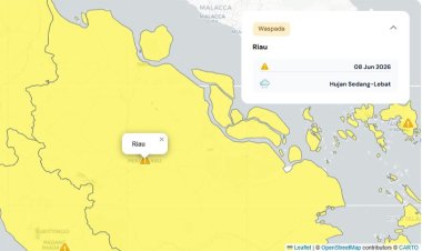 Prakiraan Cuaca Riau 8 Juni 2026, Peringatan Dini BMKG Waspada Hujan Lebat Disertai Petir dan Angin Kencang Malam Hari