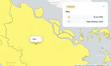 Prakiraan Cuaca Riau 19 Juni 2026, Peringatan Dini BMKG Waspada Hujan Lebat Disertai Petir dan Angin Kencang Siang dan Malam Hari