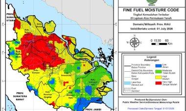 Prakiraan Cuaca Riau 1 Juli 2026, Peringatan Dini BMKG Waspada Hujan Lebat Disertai Petir dan Angin Kencang Sore dan Malam Hari