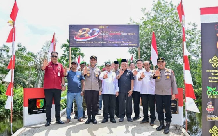 Resmikan Jembatan Merah Putih Presisi di Ketam Putih, Pemkab Bengkalis Puji Kontribusi Nyata Polri
