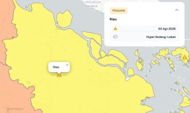 Prakiraan Cuaca Riau 3 Agustus 2026, Peringatan Dini BMKG Waspada Hujan Lebat Disertai Petir dan Angin Kencang Siang dan Malam Hari