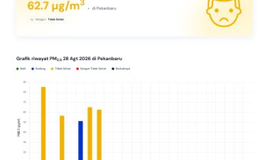 Kualitas Udara Pekanbaru 28 Agustus 2026 Tidak Sehat, 177 Orang Kena ISPA Terdampak Asap Karhutla, Pemprov Riau Siapkan Posko Kesehatan dan Rumah Oksigen 