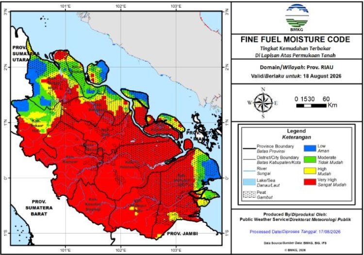 75 Titik Panas Menyala di Riau, Terbanyak di Pelalawan 38 Hotspot
