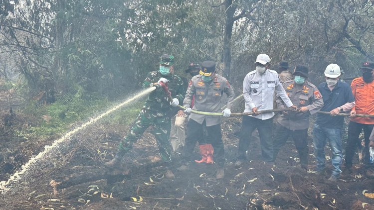Pangdam XIX Tuanku Tambusai dan Forkopimda Riau Turut Padamkan Karhutla di Kerumutan Pelalawan
