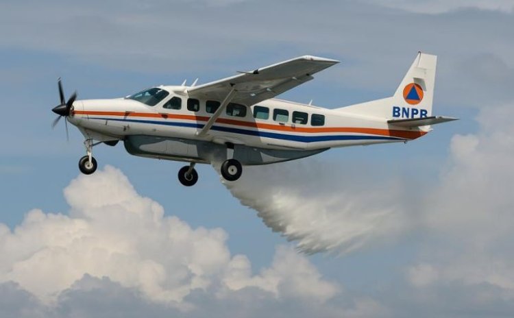 Tabur 2 Ton Garam di Langit Riau, Pesawat Cessna Caravan 208 Lakukan Hujan Buatan di Empat Daerah