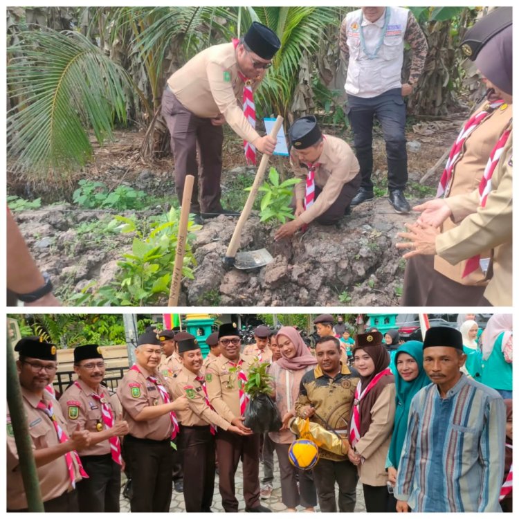 Tanam Bibit Pohon hingga Benahi Lapangan Voli, Kwarcab Pekanbaru Hadir di Limbungan