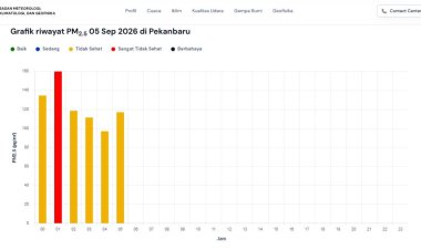Kualitas Udara Pekanbaru 5 September 2026 Tidak Sehat, 239 Titik Panas Menyala di Riau