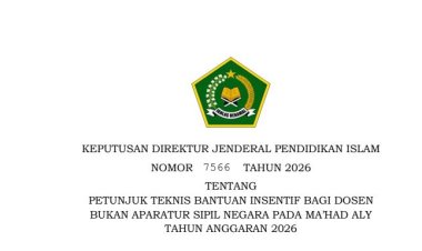 Ayo Ajukan Bantuan Insentif Dosen Bukan ASN pada Ma’had Aly, Pendaftaran hingga 1 Oktober 2026