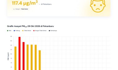 Kualitas Udara Pekanbaru 9 Oktober 2026 Tidak Sehat, Sudah 27.250 Masyarakat Riau Terpapar ISPA Akibat Kabut Asap